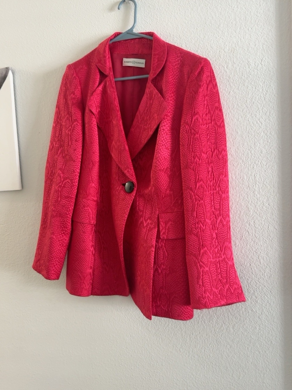 Roberto Quaglia Red Silk Wool Jacquard Blazer Jacket Luxury Designer